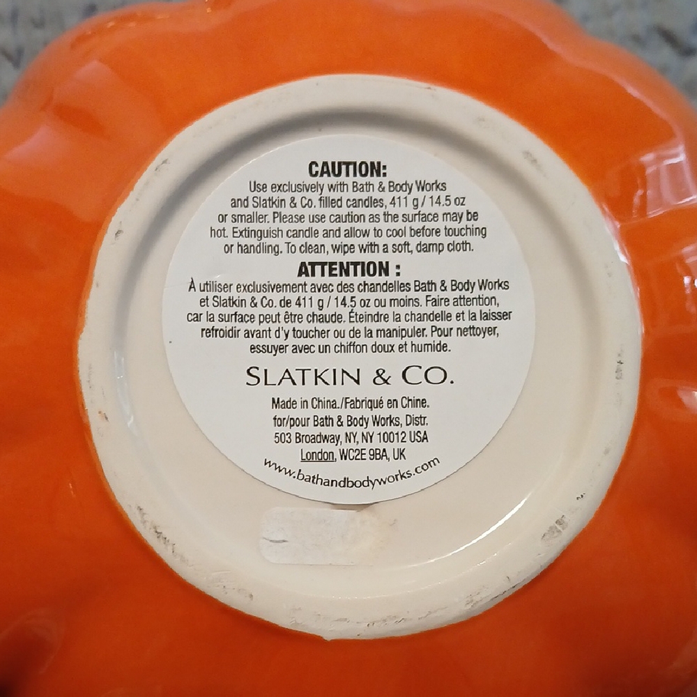 👻🧡Bath & Body Works Ceramic Jack-o-Lantern Candle Holder - Picture 2 of 5